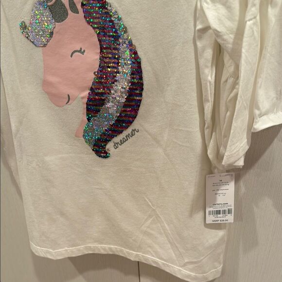 Carter's Kids Unicorn Sequin Top - Cream & Pink - Picture 8 of 8